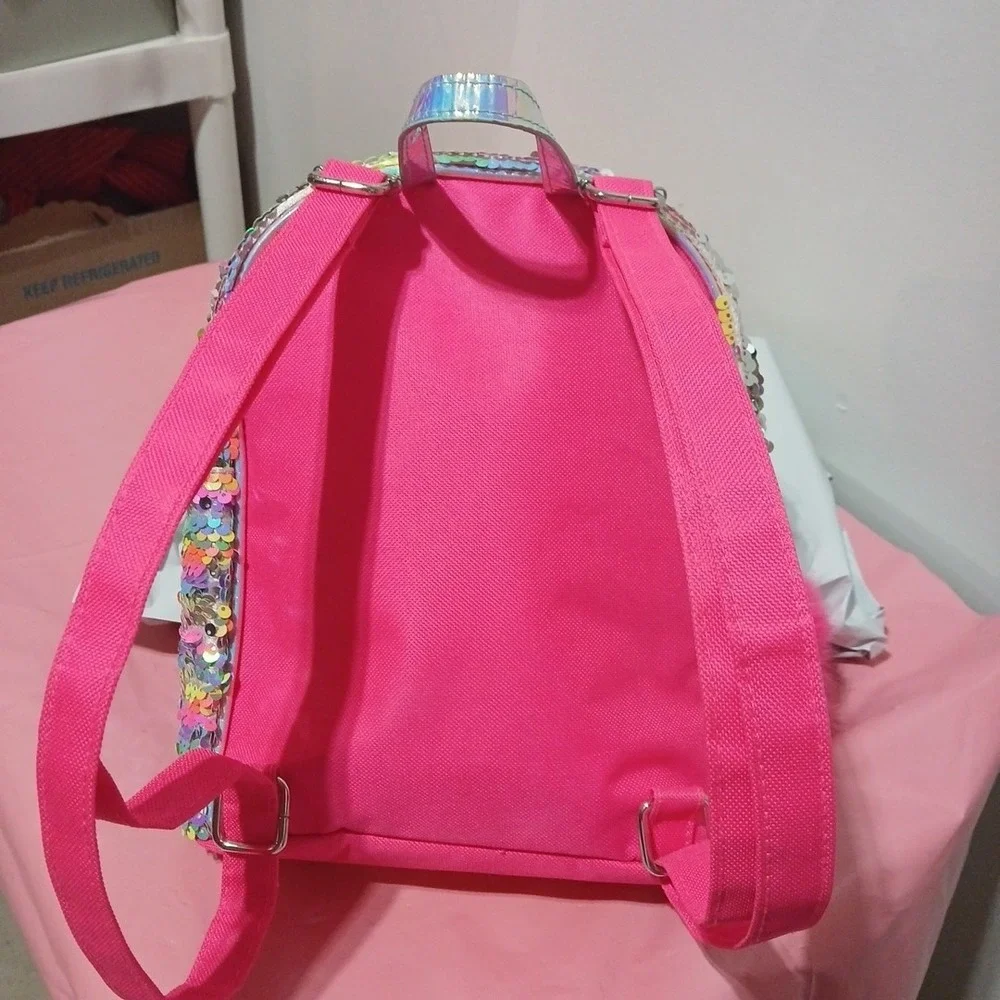 Justice Letter C Backpack Mermaid Flip Sequins Bright Pink Tagged 04/19